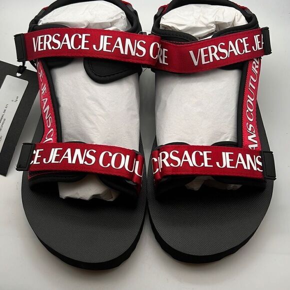 VERSACE JEANS COUTURE Black & Red‎ Fondo Strap Sandals-NWT -men 10 / 44 eur - Picture 8 of 8